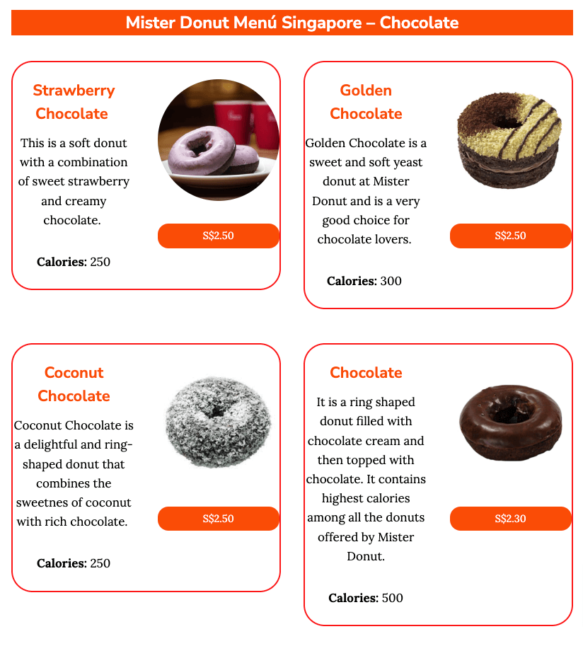 Mister Donut Singapore - Chocolate (Menu)